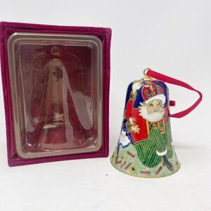 Dillard’s Collectible Cloisonné Bell 2006 Christmas Ornament Santa Claus St Nick